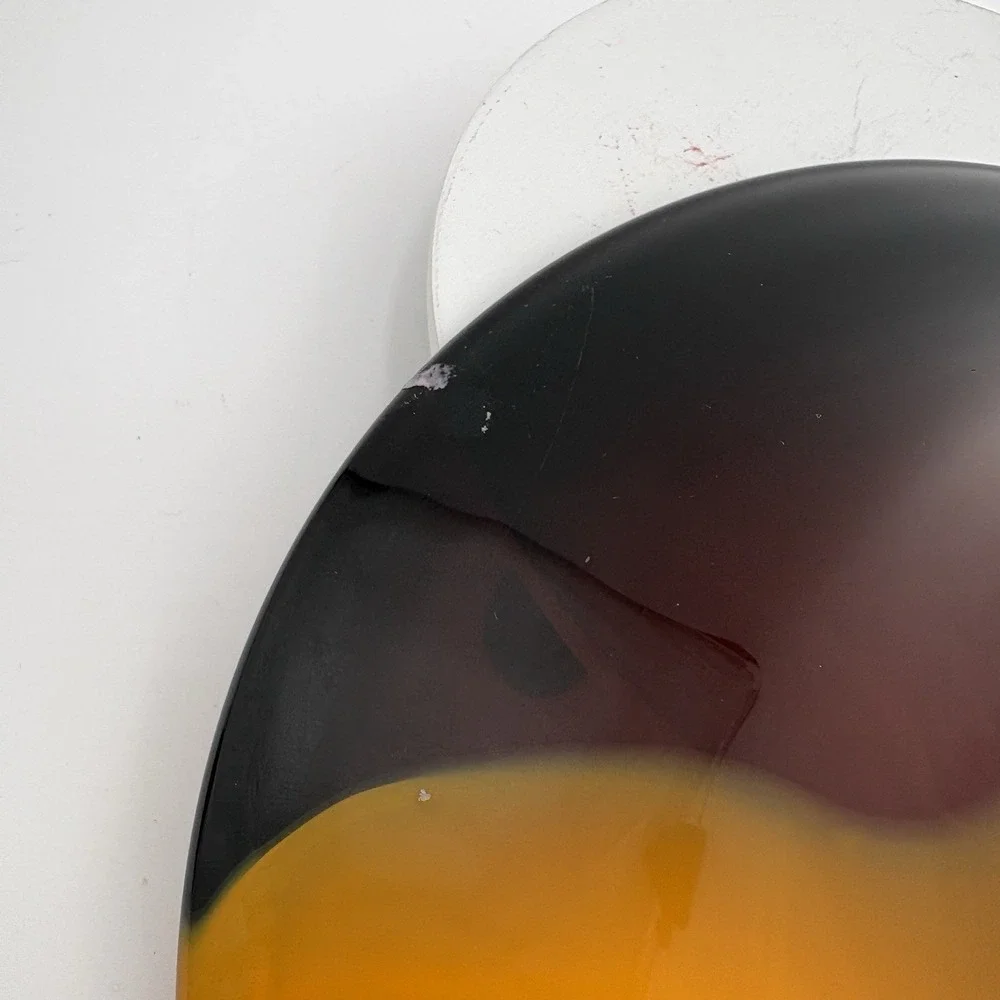 Vintage 1970s Teleflora Tri-color‎ Orange Amber Purple Handblown Glass Bowl Vase
